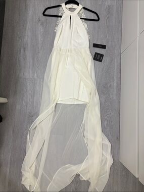 Lulus NWT Ivory Halter Lace-Back High-Low Dress - Size XS